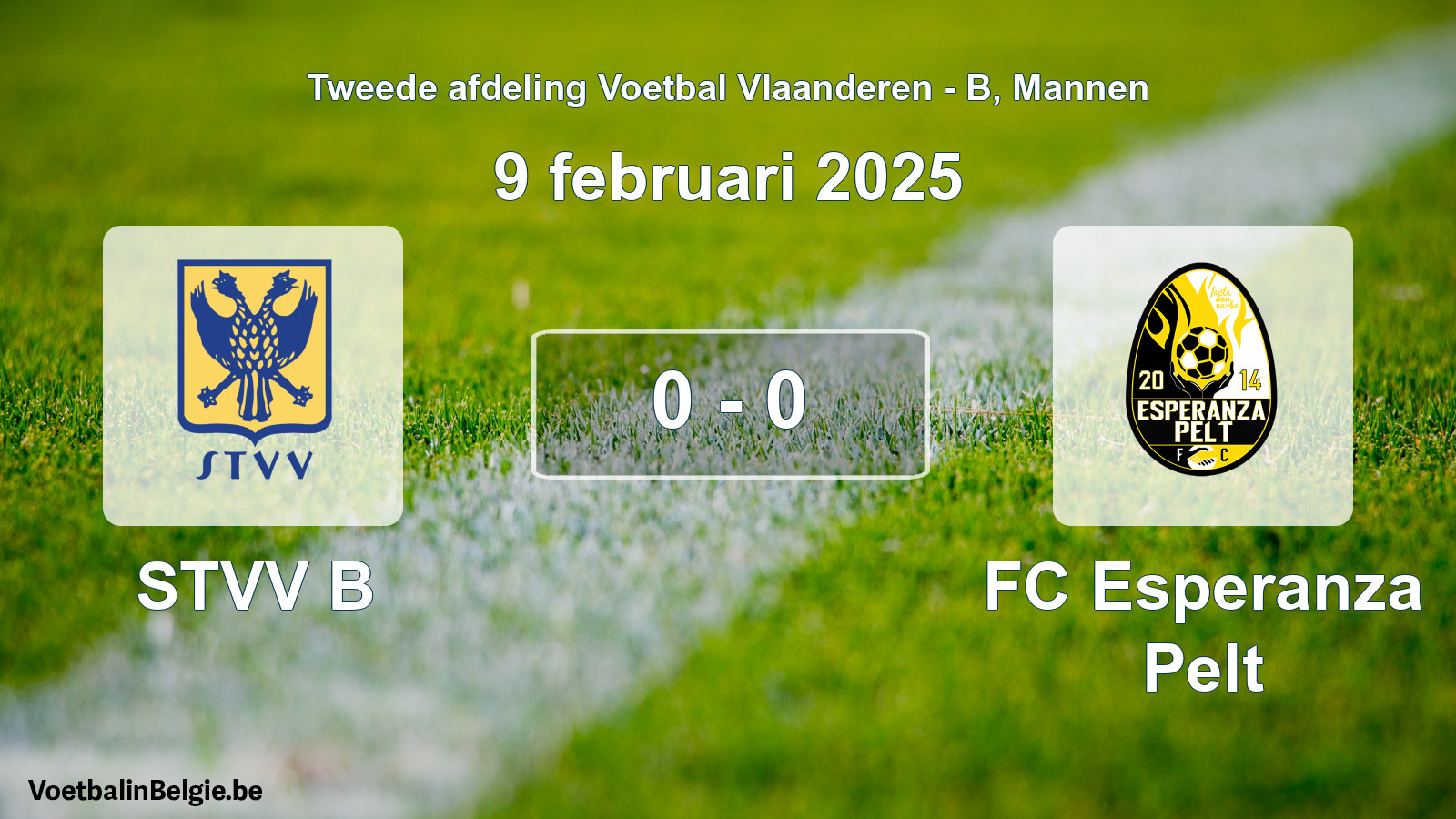 Gespeelde wedstrijd mannenvoetbal: STVV B - FC Esperanza Pelt 0 - 0 (9 februari 2025)
