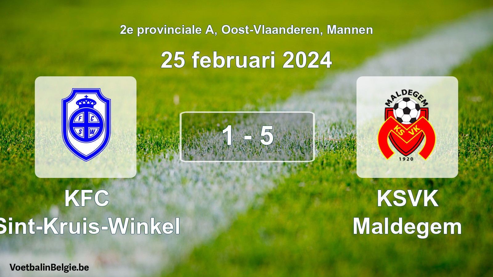 Gespeelde wedstrijd mannenvoetbal: KFC Sint-Kruis-Winkel - KSVK Maldegem 1 - 5 (25 februari 2024)