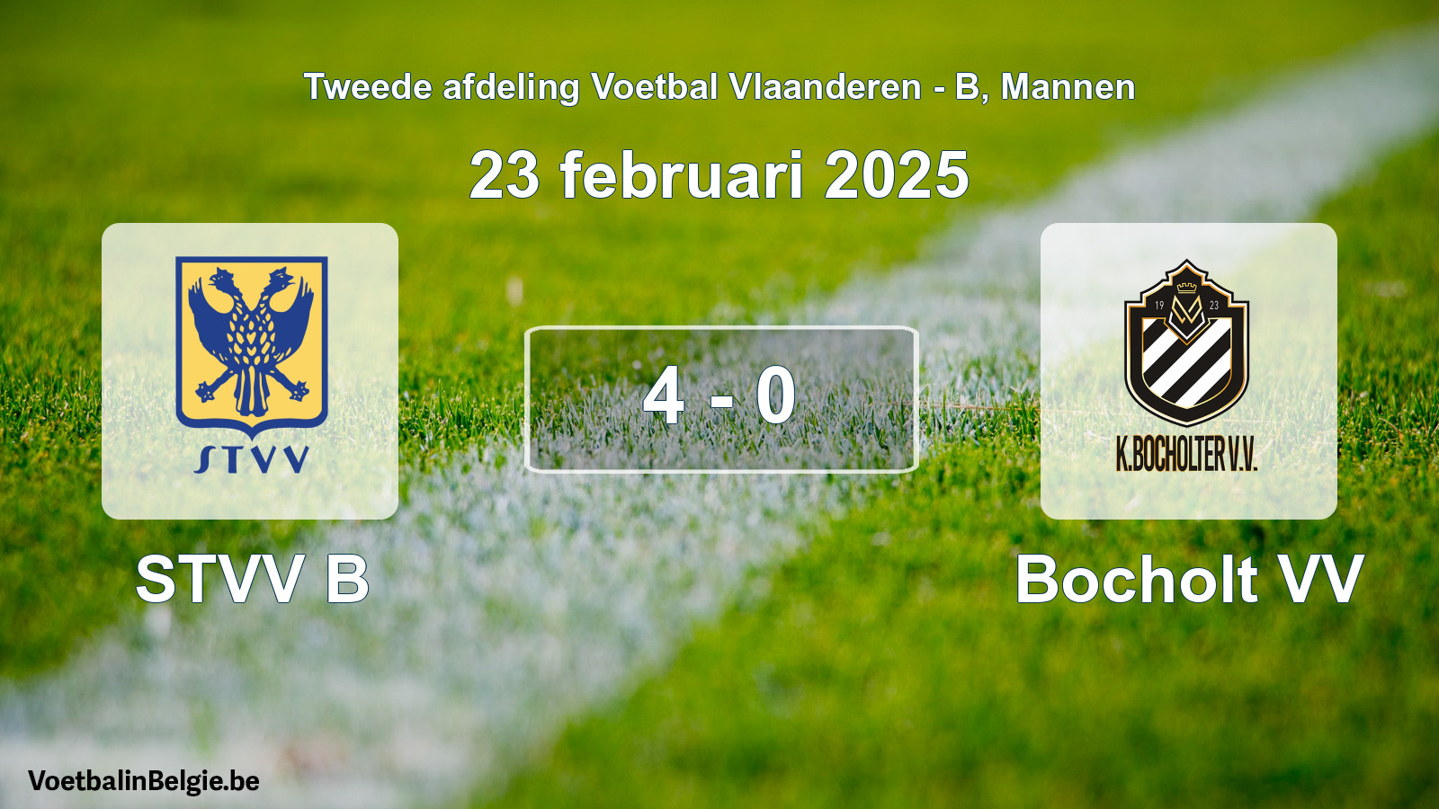 Gespeelde wedstrijd mannenvoetbal: STVV B - Bocholt VV 4 - 0 (23 februari 2025)