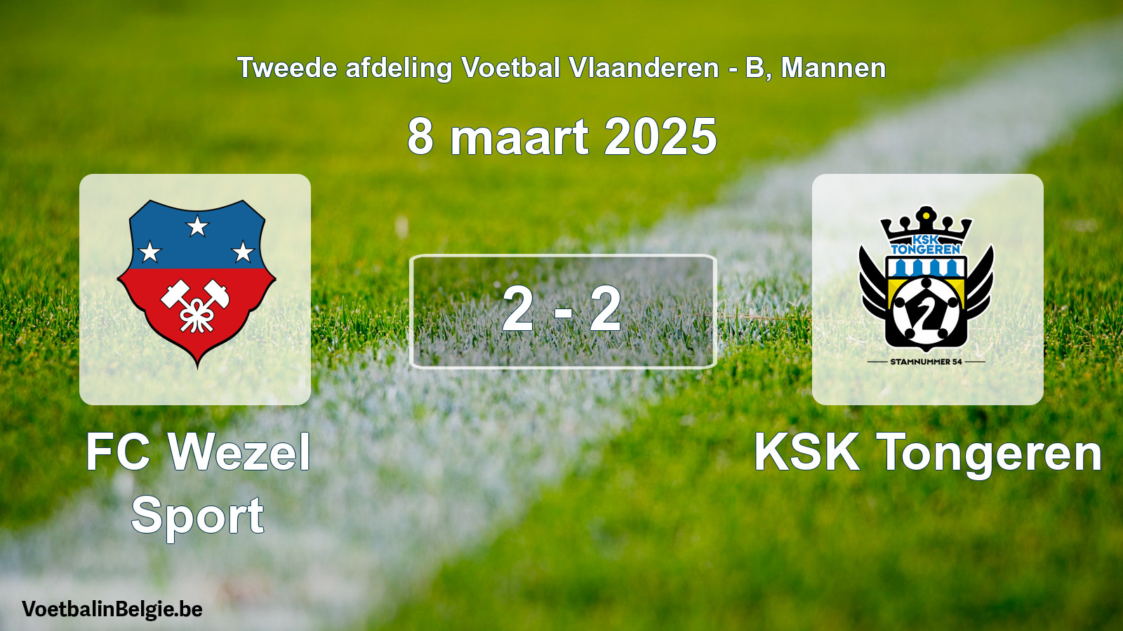 Gespeelde wedstrijd mannenvoetbal: FC Wezel Sport - KSK Tongeren 2 - 2 (8 maart 2025)