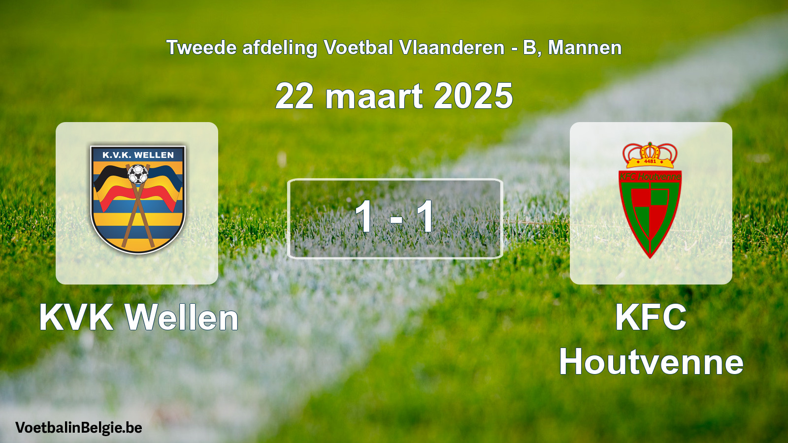 Gespeelde wedstrijd mannenvoetbal: KVK Wellen - KFC Houtvenne 1 - 1 (22 maart 2025)