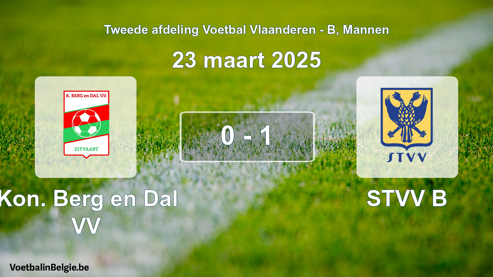 Gespeelde wedstrijd mannenvoetbal: Kon. Berg en Dal VV - STVV B 0 - 1 (23 maart 2025)