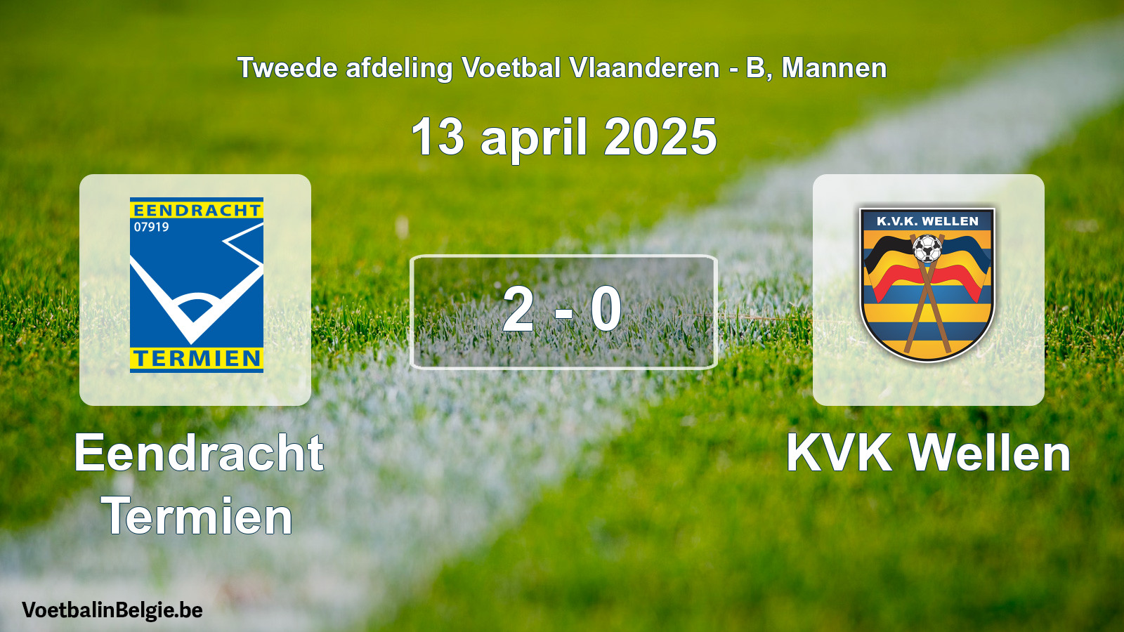 Gespeelde wedstrijd mannenvoetbal: Eendracht Termien - KVK Wellen 2 - 0 (13 april 2025)