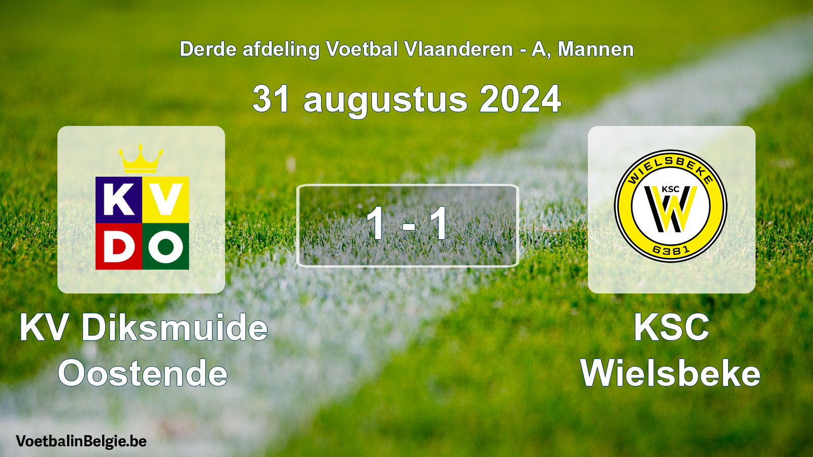 Gespeelde wedstrijd mannenvoetbal: KV Diksmuide Oostende - KSC Wielsbeke 1 - 1 (31 augustus 2024)