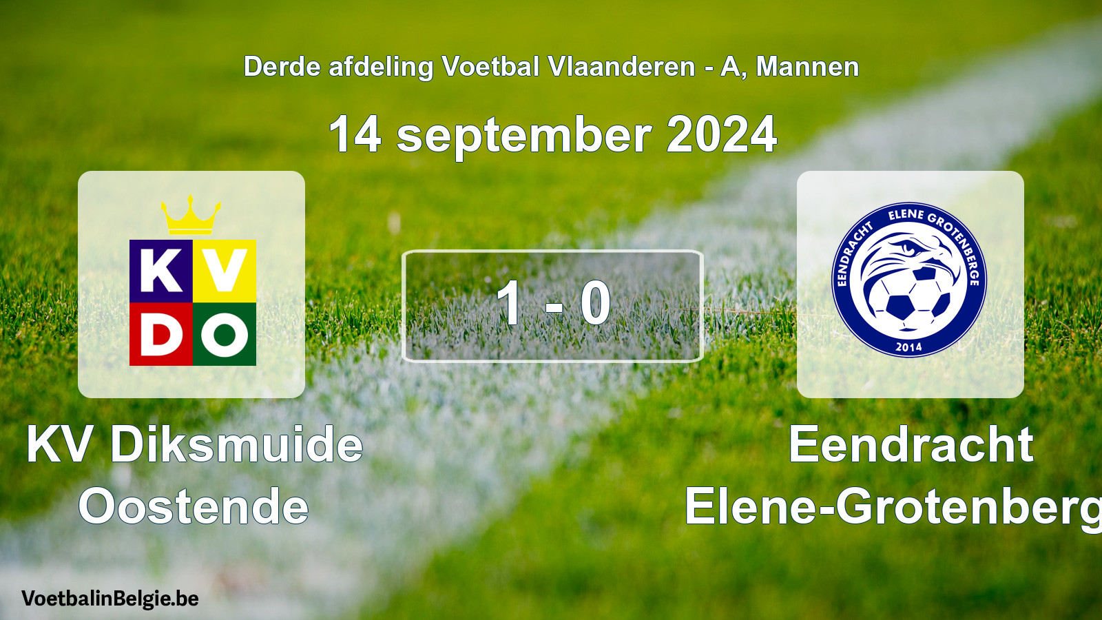 Gespeelde wedstrijd mannenvoetbal: KV Diksmuide Oostende - Eendracht Elene-Grotenberge 1 - 0 (14 september 2024)