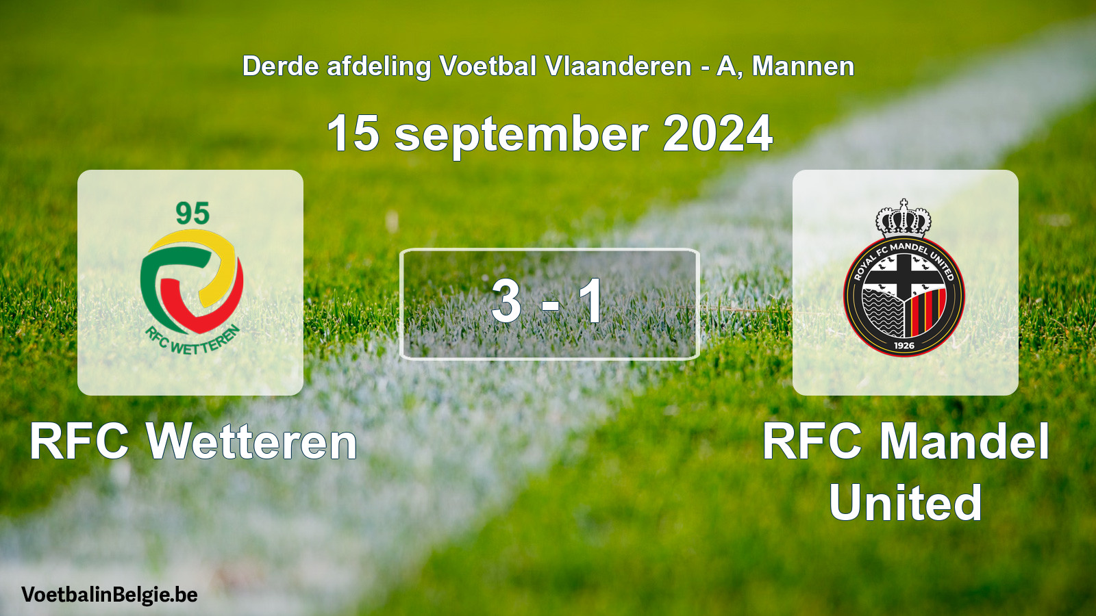 Gespeelde wedstrijd mannenvoetbal: RFC Wetteren - RFC Mandel United 3 - 1 (15 september 2024)