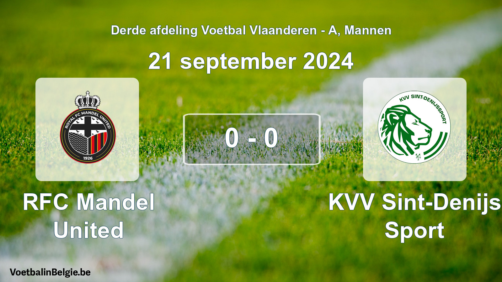 Gespeelde wedstrijd mannenvoetbal: RFC Mandel United - KVV Sint-Denijs Sport 0 - 0 (21 september 2024)
