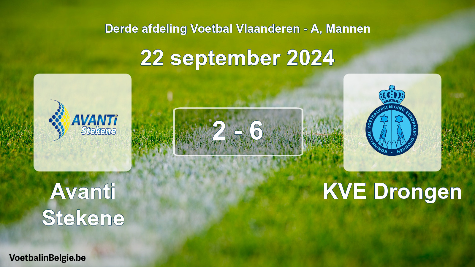 Gespeelde wedstrijd mannenvoetbal: Avanti Stekene - KVE Drongen 2 - 6 (22 september 2024)