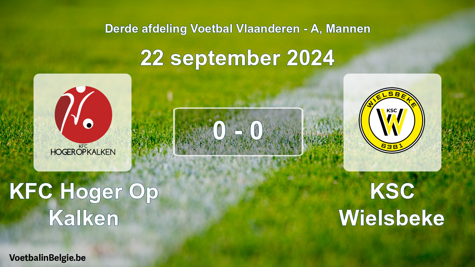 Gespeelde wedstrijd mannenvoetbal: KFC Hoger Op Kalken - KSC Wielsbeke 0 - 0 (22 september 2024)