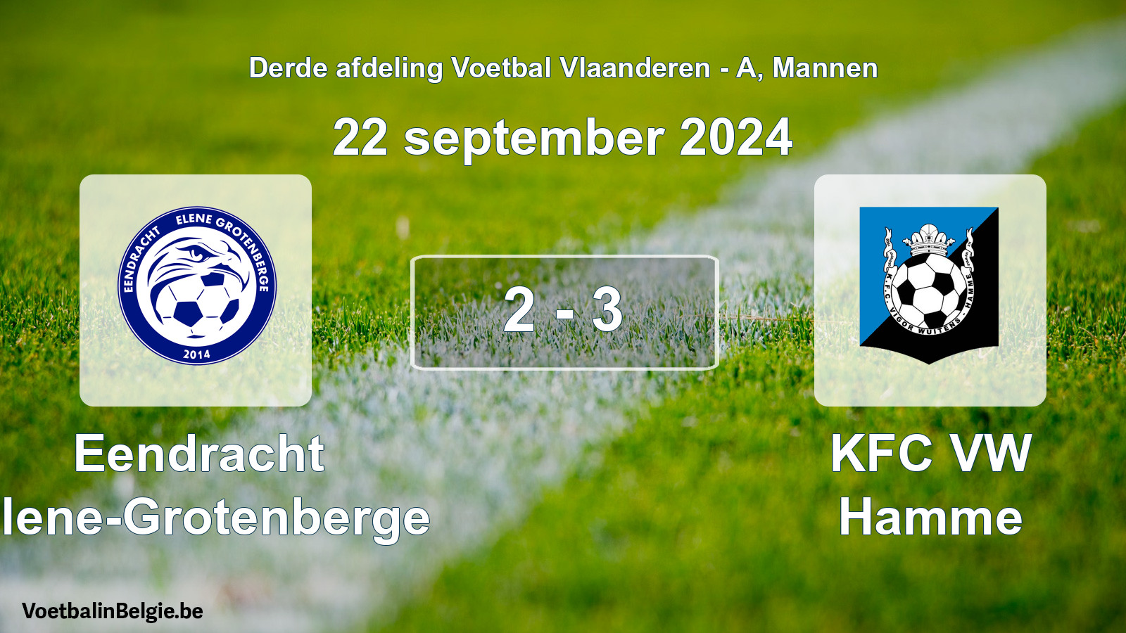 Gespeelde wedstrijd mannenvoetbal: Eendracht Elene-Grotenberge - KFC VW Hamme 2 - 3 (22 september 2024)