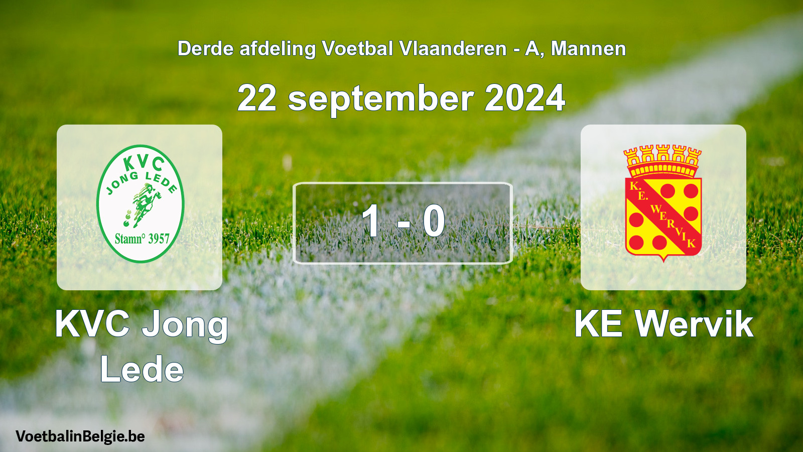 Gespeelde wedstrijd mannenvoetbal: KVC Jong Lede - KE Wervik 1 - 0 (22 september 2024)