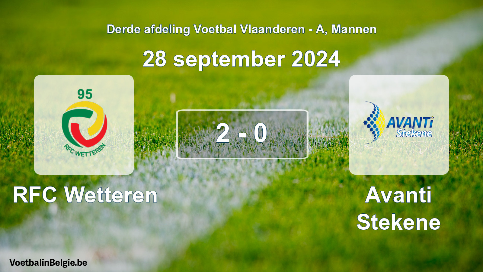 Gespeelde wedstrijd mannenvoetbal: RFC Wetteren - Avanti Stekene 2 - 0 (28 september 2024)