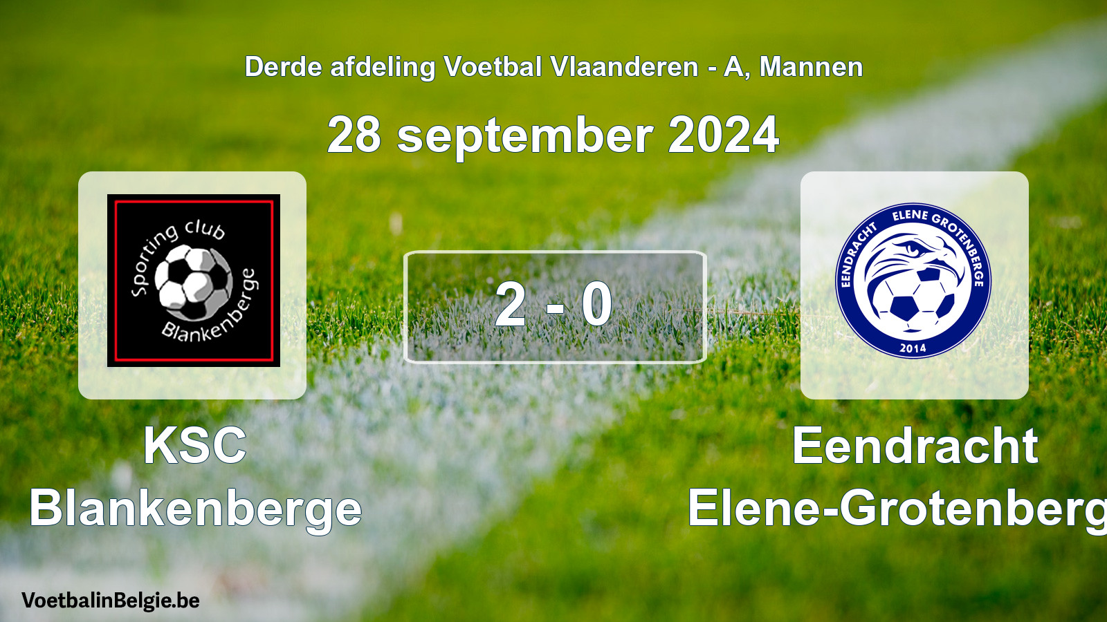 Gespeelde wedstrijd mannenvoetbal: KSC Blankenberge - Eendracht Elene-Grotenberge 2 - 0 (28 september 2024)