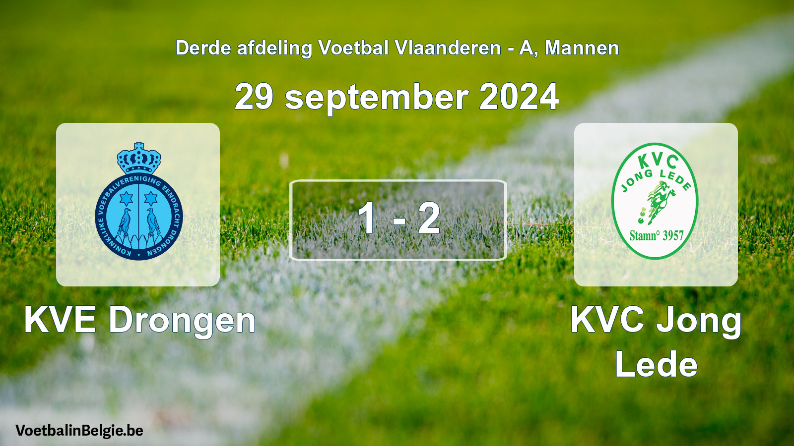 Gespeelde wedstrijd mannenvoetbal: KVE Drongen - KVC Jong Lede 1 - 2 (29 september 2024)