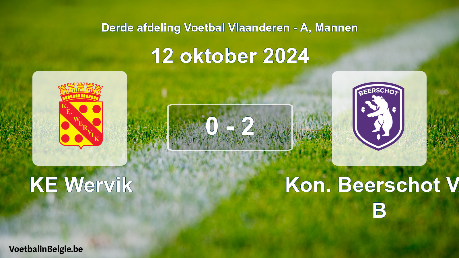 Gespeelde wedstrijd mannenvoetbal: KE Wervik - Kon. Beerschot VA B 0 - 2 (12 oktober 2024)