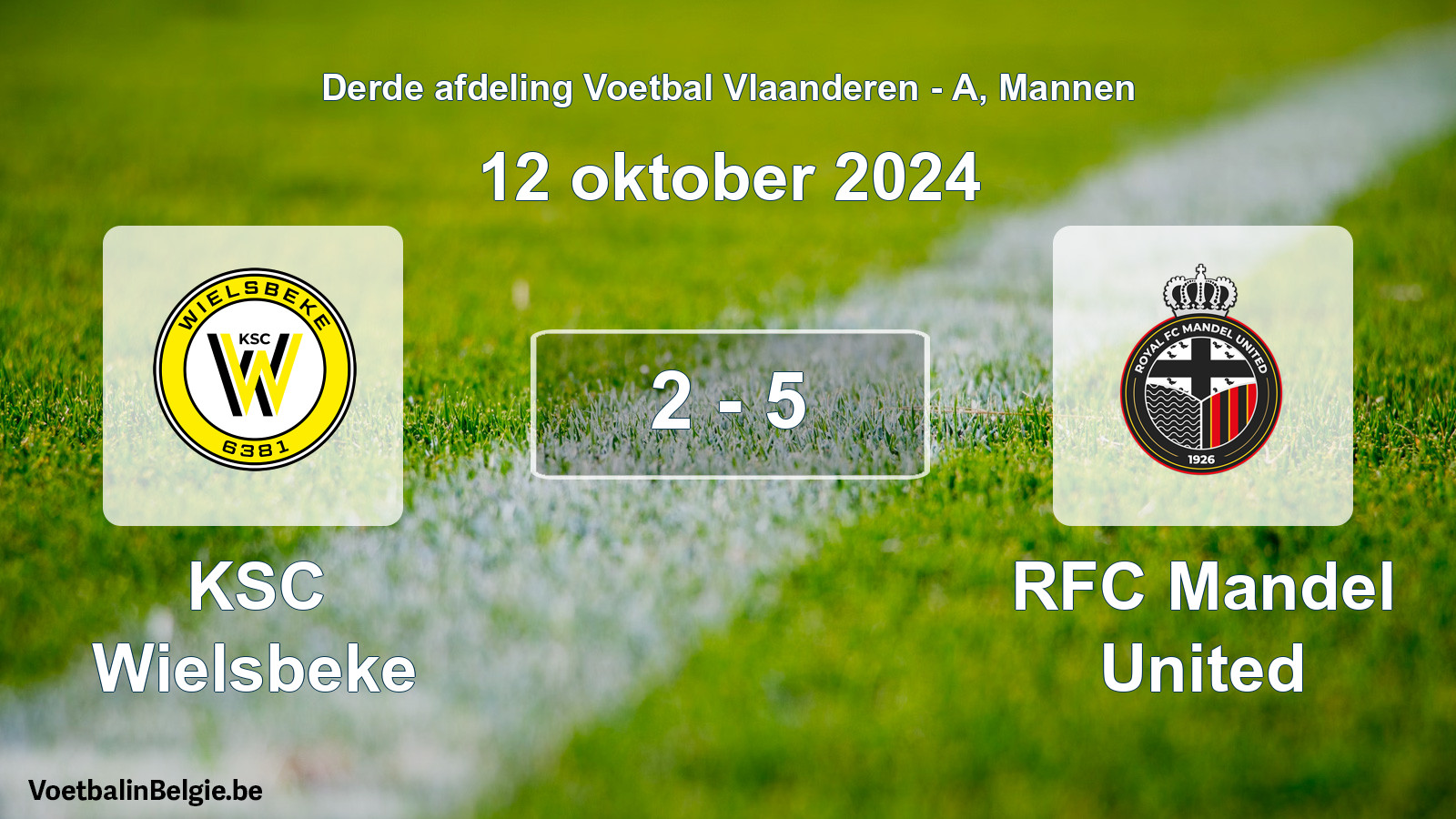Gespeelde wedstrijd mannenvoetbal: KSC Wielsbeke - RFC Mandel United 2 - 5 (12 oktober 2024)