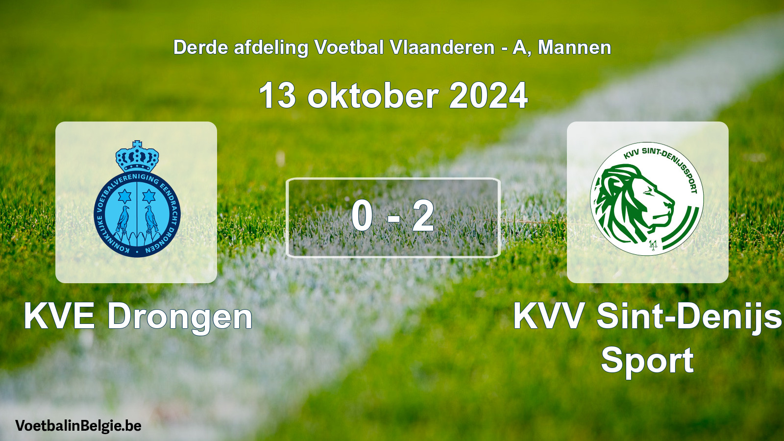 Gespeelde wedstrijd mannenvoetbal: KVE Drongen - KVV Sint-Denijs Sport 0 - 2 (13 oktober 2024)