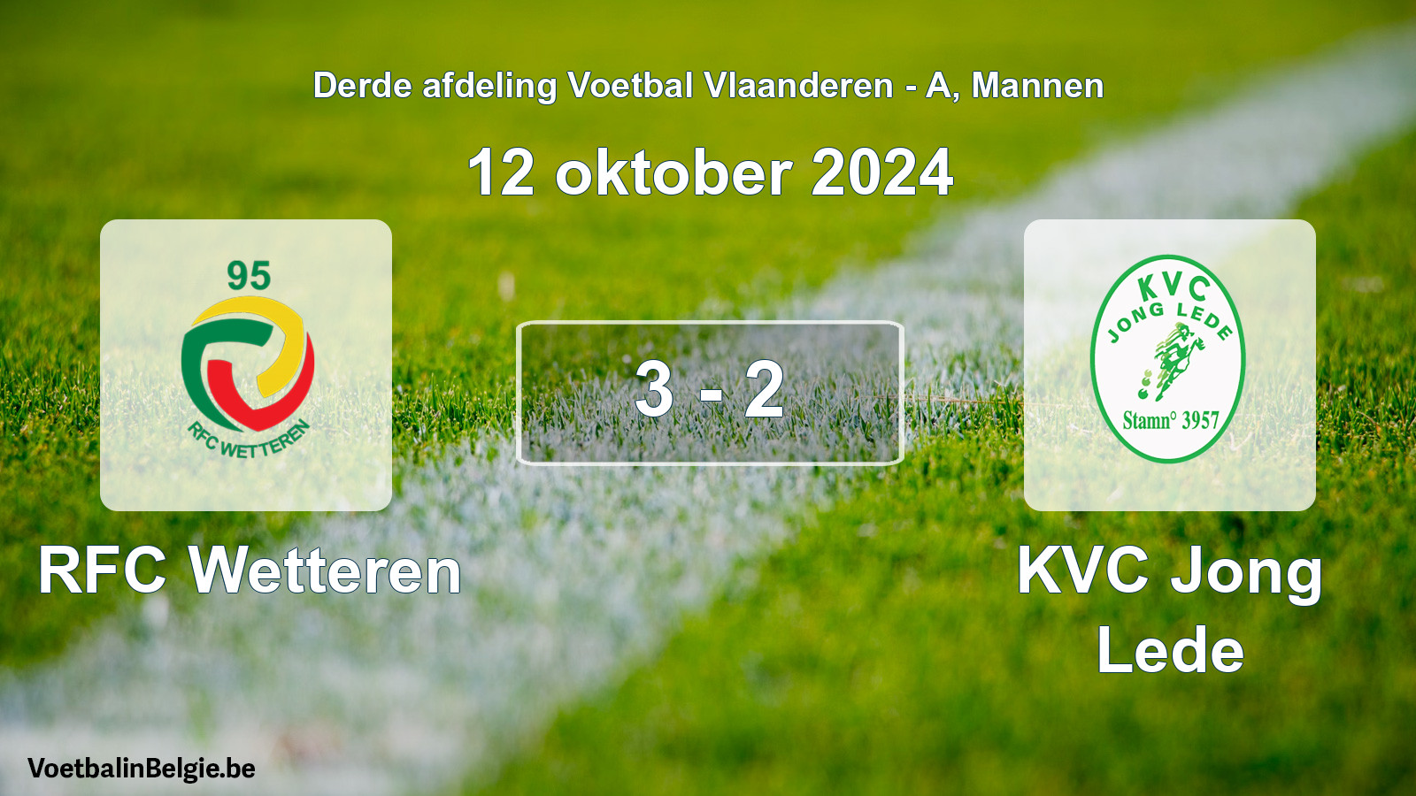 Gespeelde wedstrijd mannenvoetbal: RFC Wetteren - KVC Jong Lede 3 - 2 (12 oktober 2024)