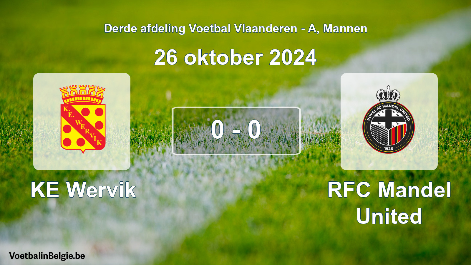 Gespeelde wedstrijd mannenvoetbal: KE Wervik - RFC Mandel United 0 - 0 (26 oktober 2024)