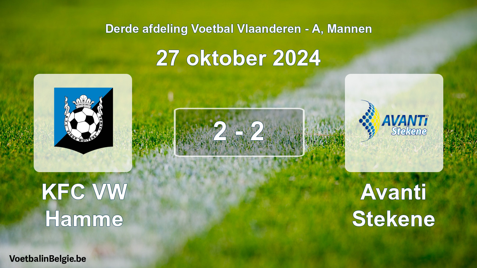 Gespeelde wedstrijd mannenvoetbal: KFC VW Hamme - Avanti Stekene 2 - 2 (27 oktober 2024)