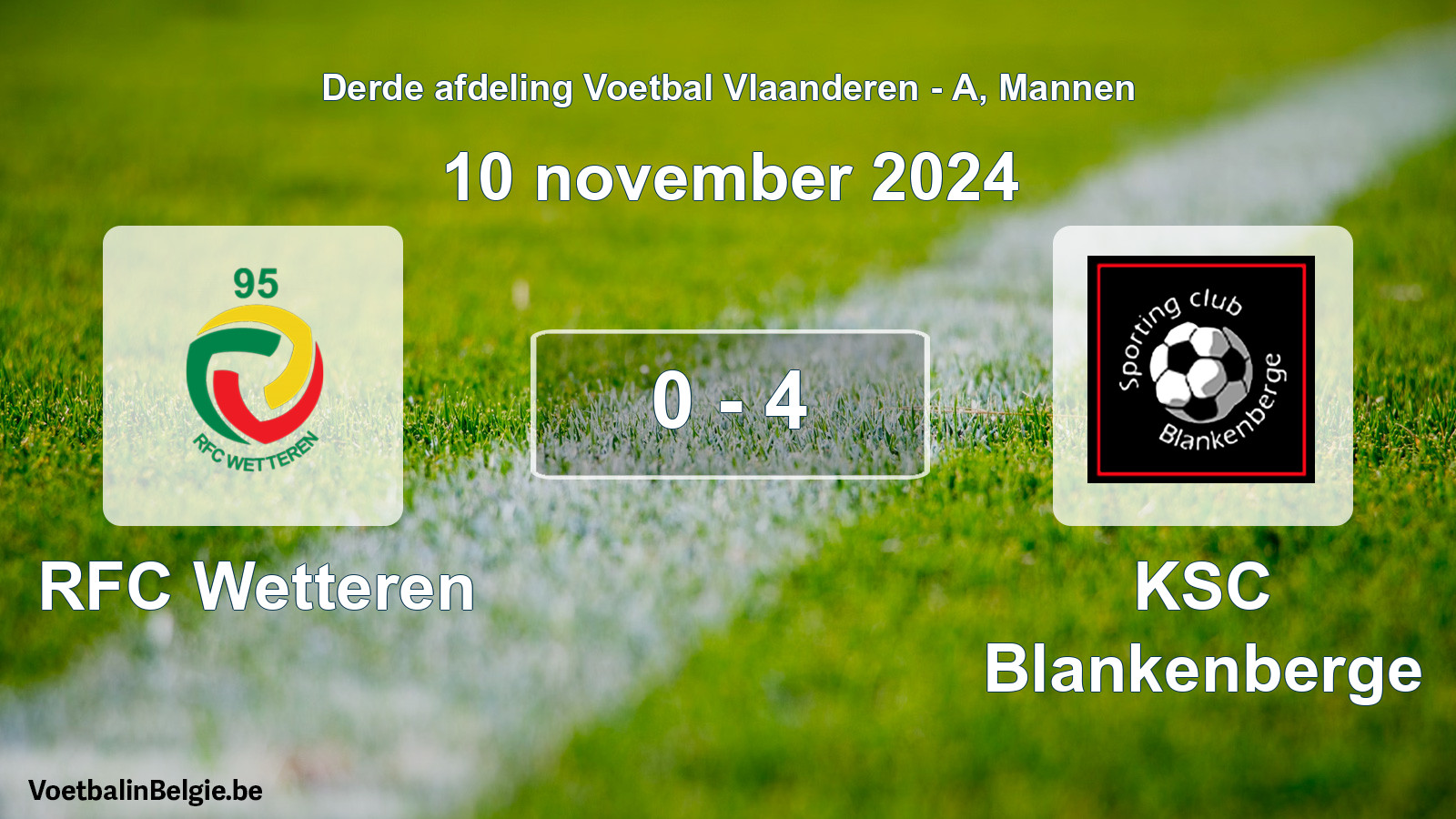 Gespeelde wedstrijd mannenvoetbal: RFC Wetteren - KSC Blankenberge 0 - 4 (10 november 2024)