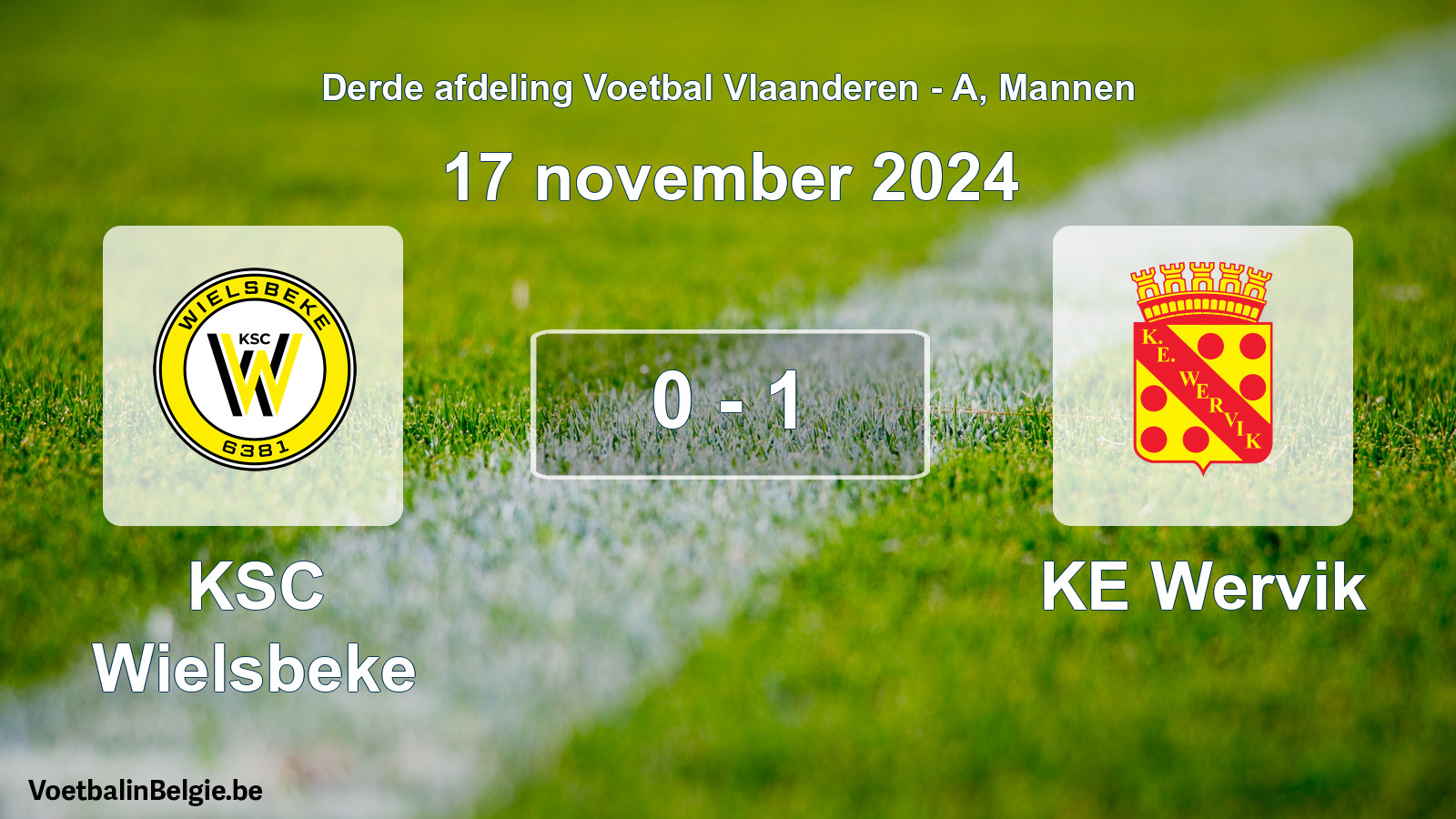 Gespeelde wedstrijd mannenvoetbal: KSC Wielsbeke - KE Wervik 0 - 1 (17 november 2024)
