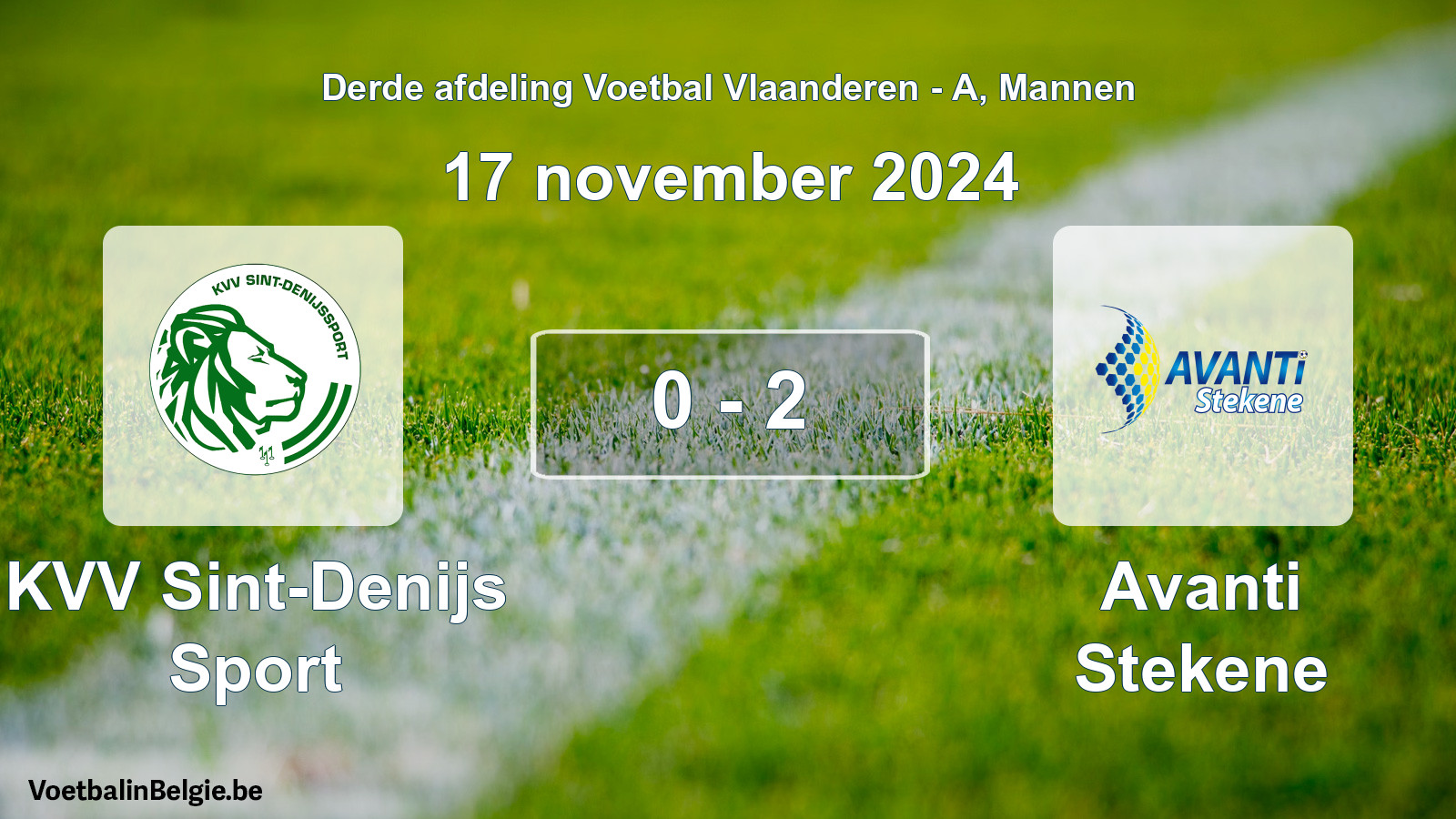 Gespeelde wedstrijd mannenvoetbal: KVV Sint-Denijs Sport - Avanti Stekene 0 - 2 (17 november 2024)