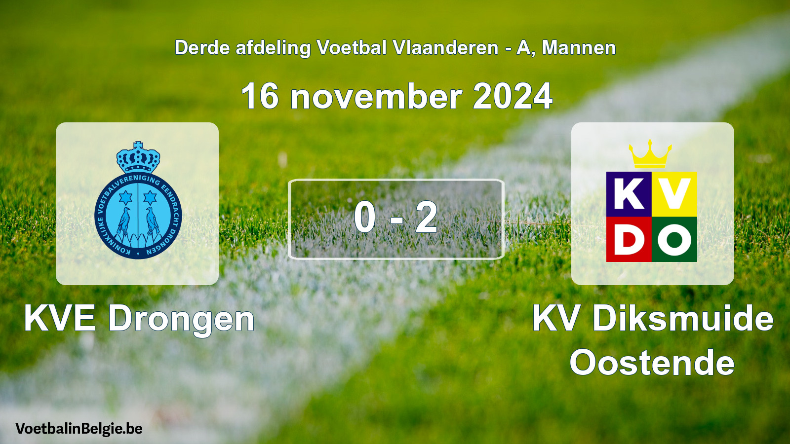 Gespeelde wedstrijd mannenvoetbal: KVE Drongen - KV Diksmuide Oostende 0 - 2 (16 november 2024)