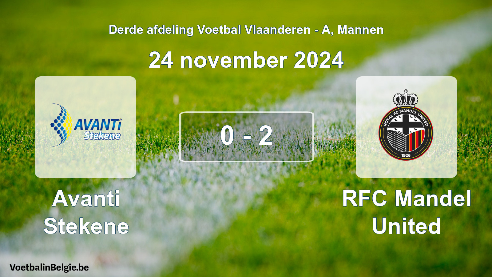 Gespeelde wedstrijd mannenvoetbal: Avanti Stekene - RFC Mandel United 0 - 2 (24 november 2024)