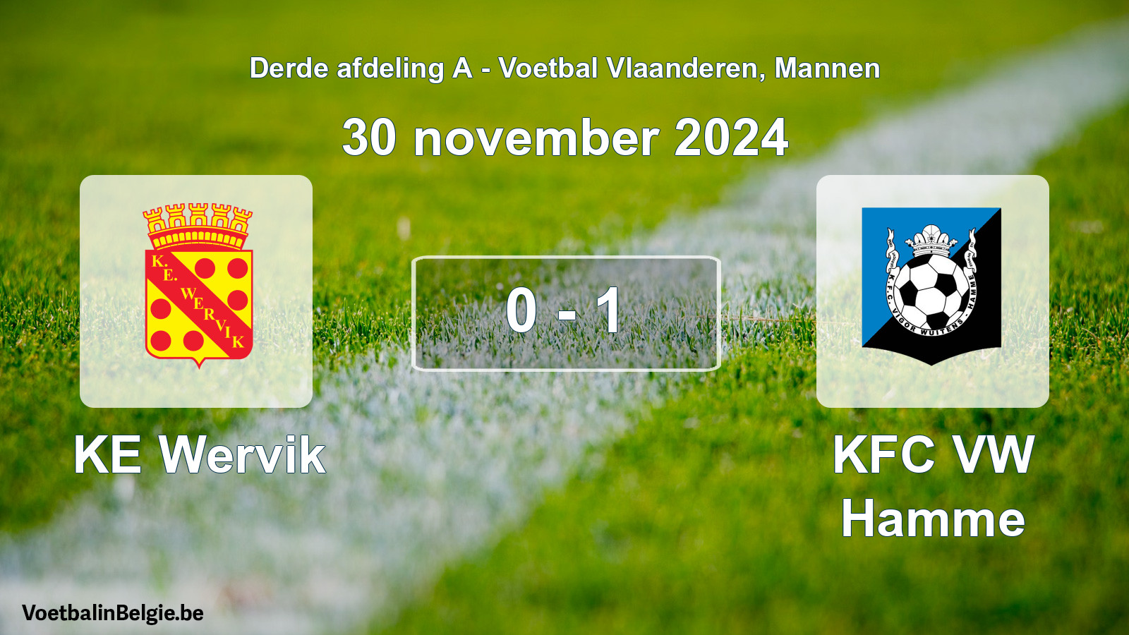 Played match men football: KE Wervik - KFC VW Hamme 0 - 1 (30 November 2024)