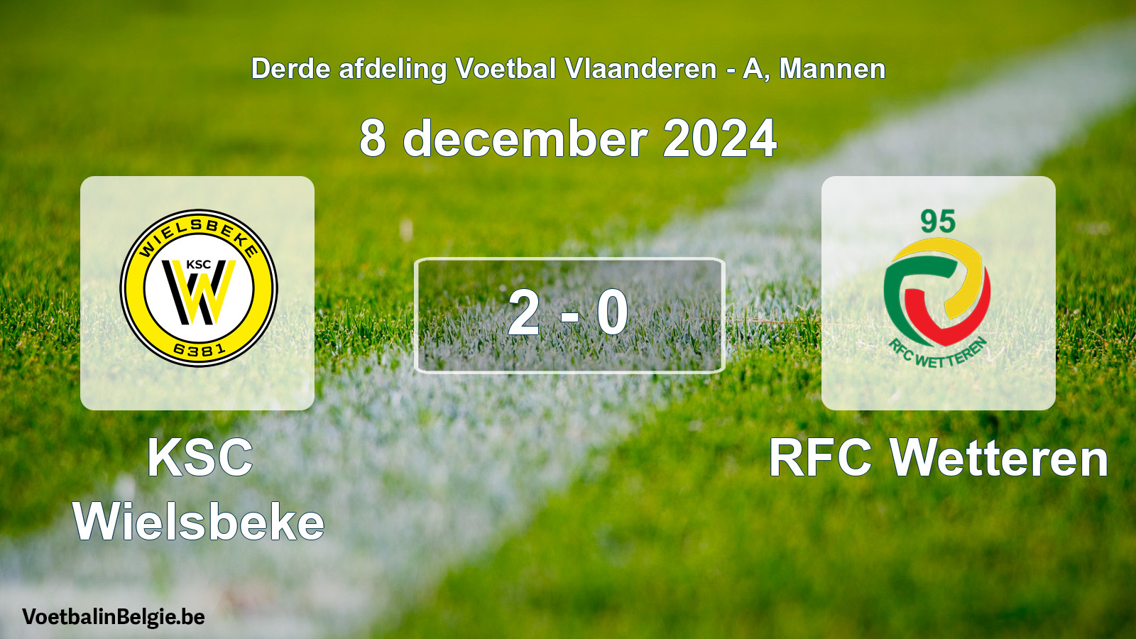 Gespeelde wedstrijd mannenvoetbal: KSC Wielsbeke - RFC Wetteren 2 - 0 (8 december 2024)