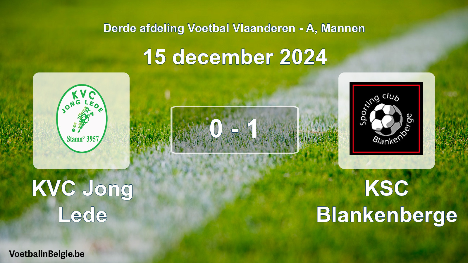 Gespeelde wedstrijd mannenvoetbal: KVC Jong Lede - KSC Blankenberge 0 - 1 (15 december 2024)