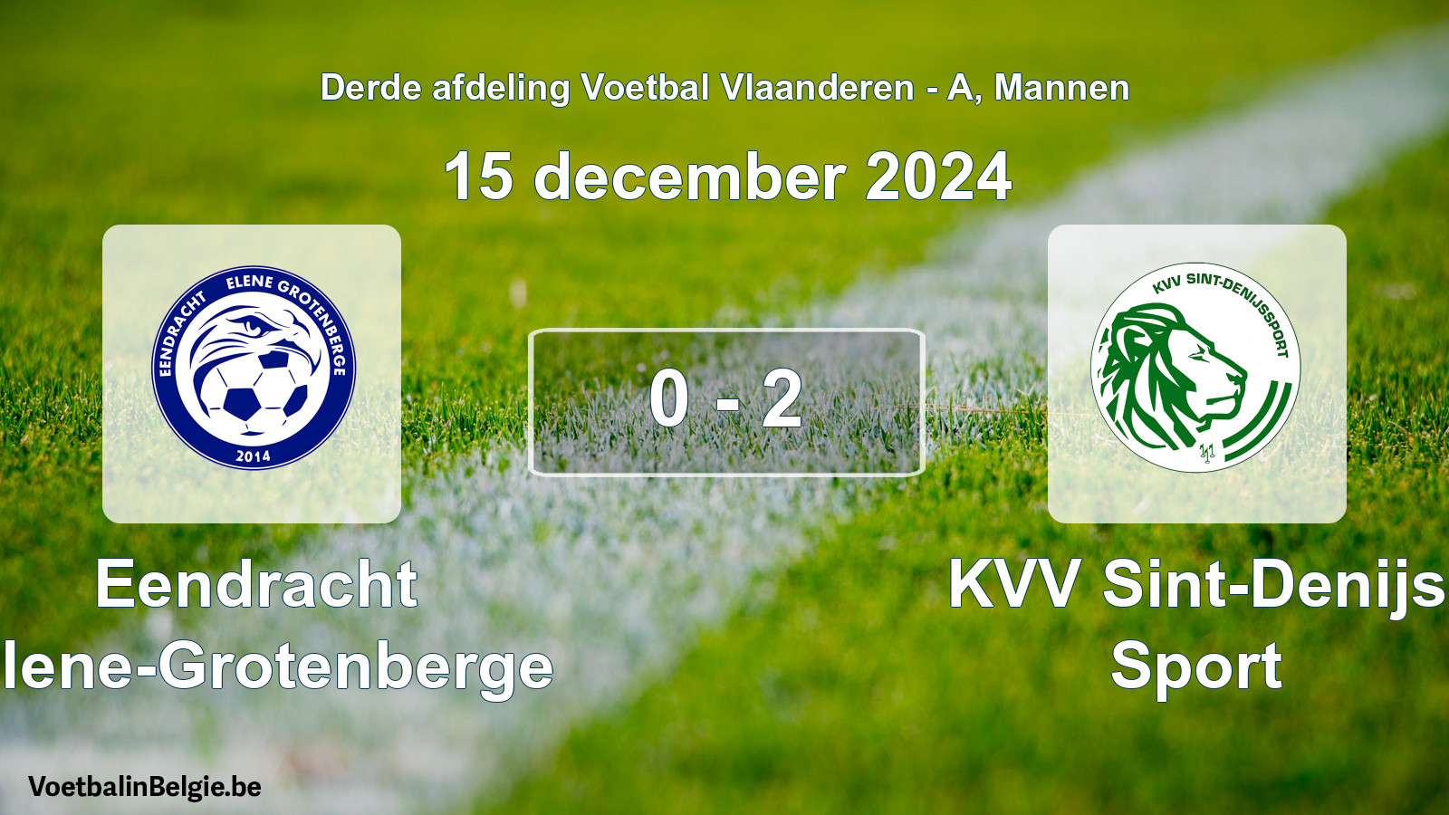 Gespeelde wedstrijd mannenvoetbal: Eendracht Elene-Grotenberge - KVV Sint-Denijs Sport 0 - 2 (15 december 2024)