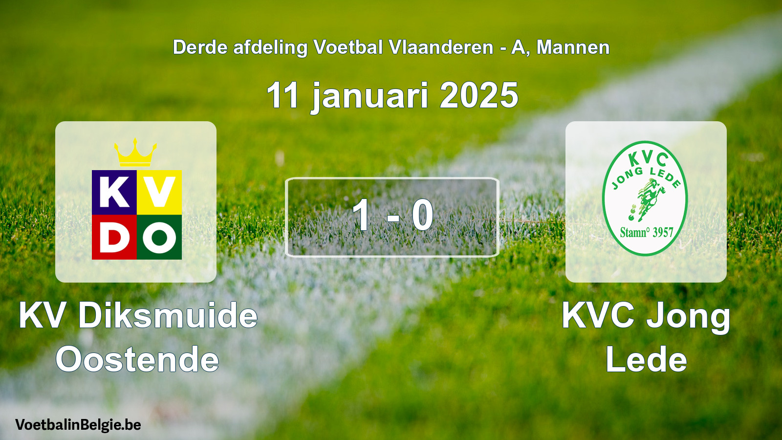 Gespeelde wedstrijd mannenvoetbal: KV Diksmuide Oostende - KVC Jong Lede 1 - 0 (11 januari 2025)