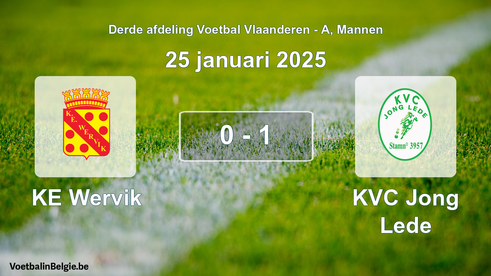 Gespeelde wedstrijd mannenvoetbal: KE Wervik - KVC Jong Lede 0 - 1 (25 januari 2025)