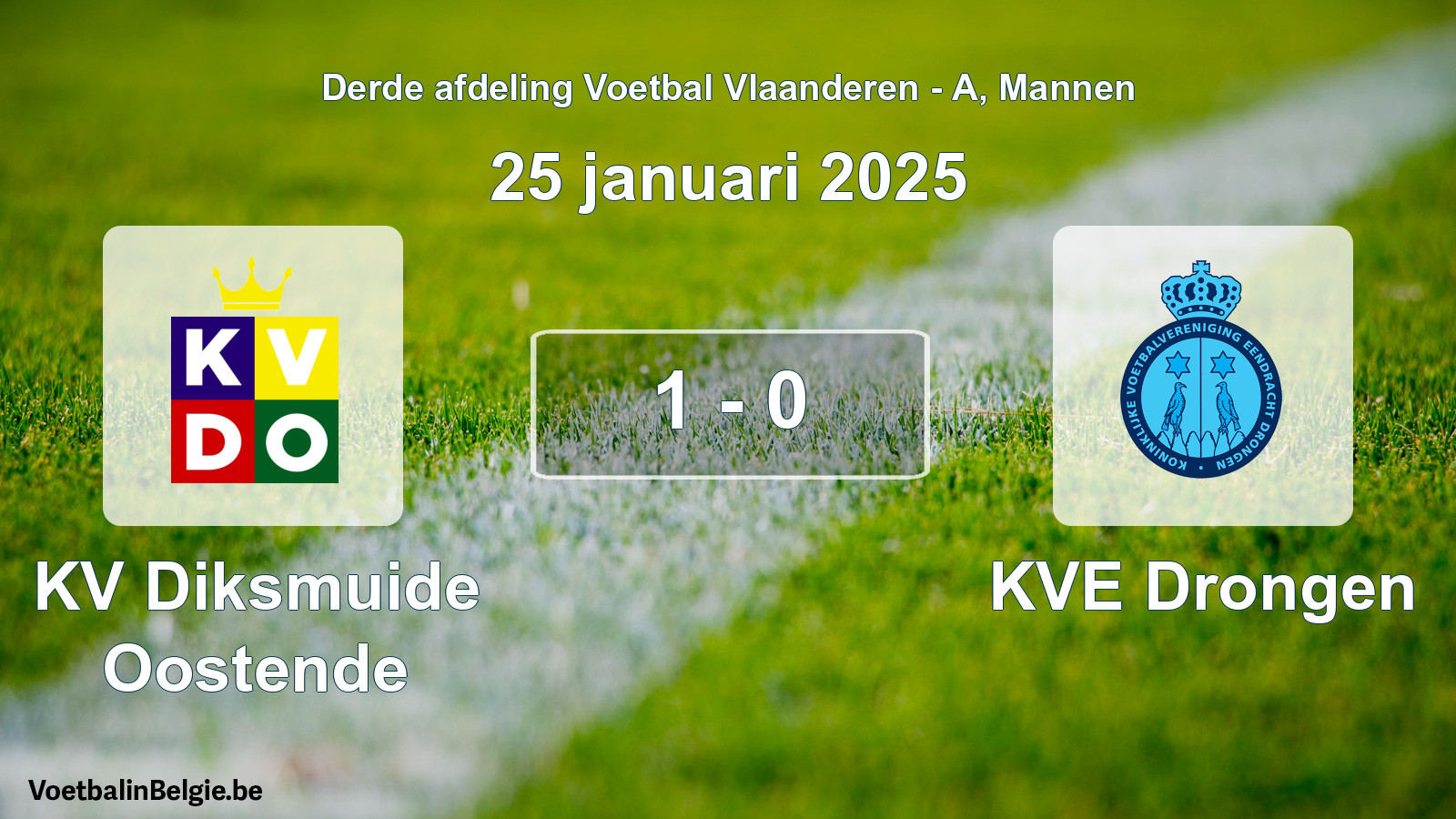 Gespeelde wedstrijd mannenvoetbal: KV Diksmuide Oostende - KVE Drongen 1 - 0 (25 januari 2025)