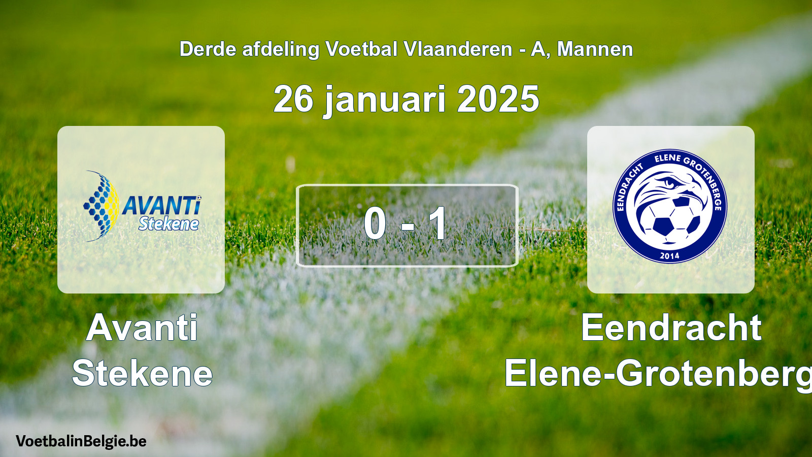 Gespeelde wedstrijd mannenvoetbal: Avanti Stekene - Eendracht Elene-Grotenberge 0 - 1 (26 januari 2025)
