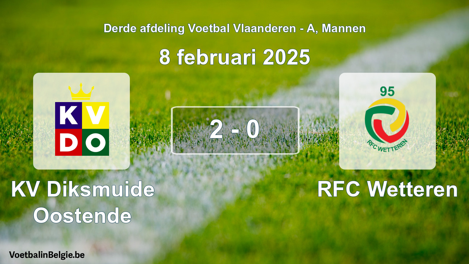 Gespeelde wedstrijd mannenvoetbal: KV Diksmuide Oostende - RFC Wetteren 2 - 0 (8 februari 2025)