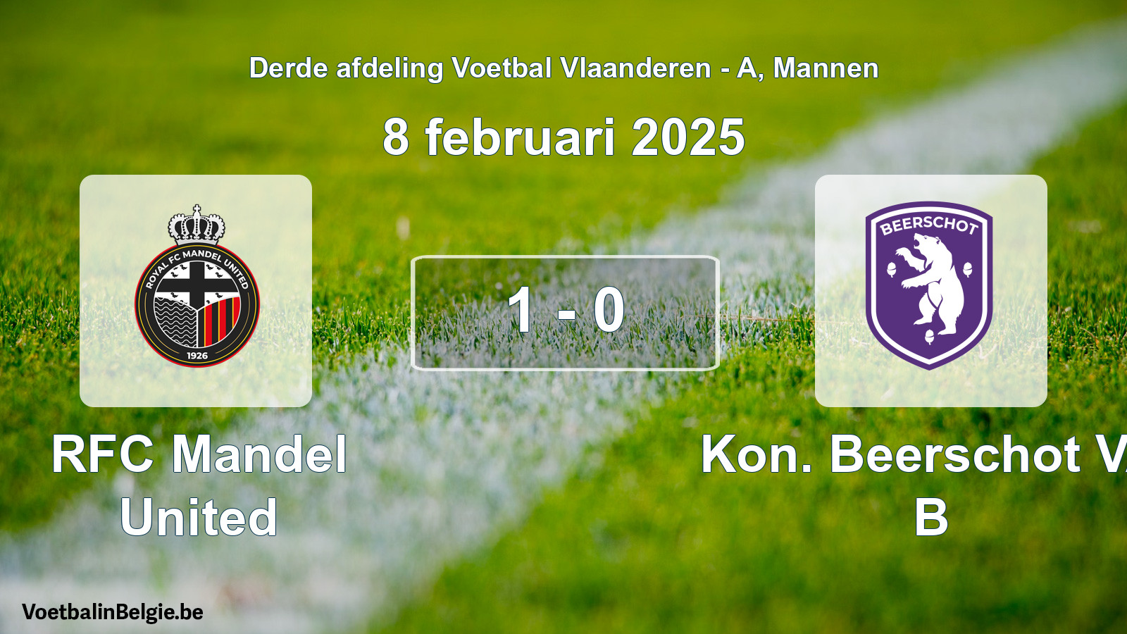 Gespeelde wedstrijd mannenvoetbal: RFC Mandel United - Kon. Beerschot VA B 1 - 0 (8 februari 2025)
