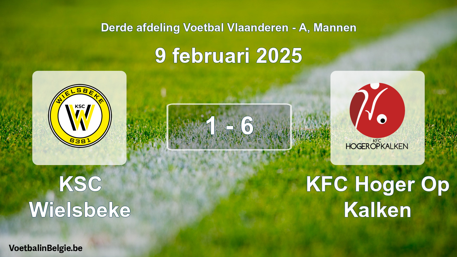 Gespeelde wedstrijd mannenvoetbal: KSC Wielsbeke - KFC Hoger Op Kalken 1 - 6 (9 februari 2025)