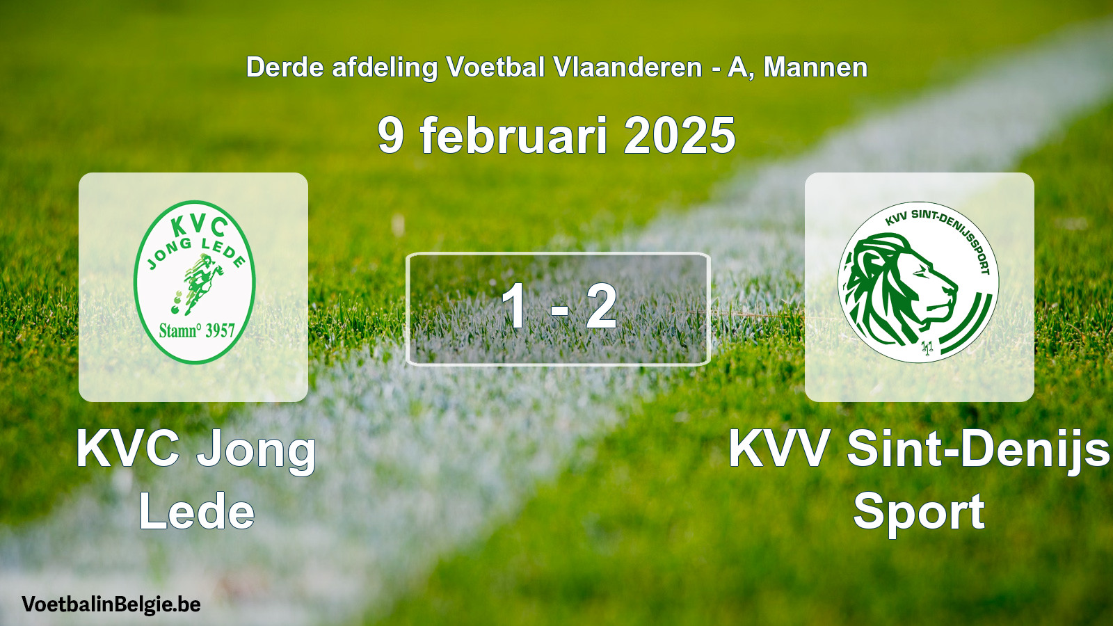 Gespeelde wedstrijd mannenvoetbal: KVC Jong Lede - KVV Sint-Denijs Sport 1 - 2 (9 februari 2025)