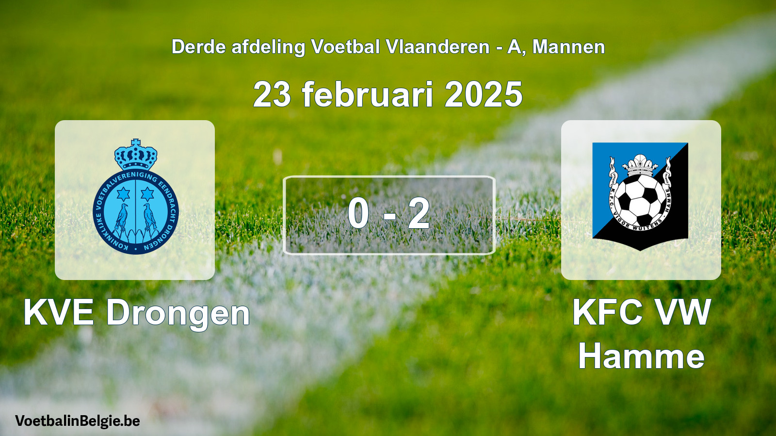 Gespeelde wedstrijd mannenvoetbal: KVE Drongen - KFC VW Hamme 0 - 2 (23 februari 2025)