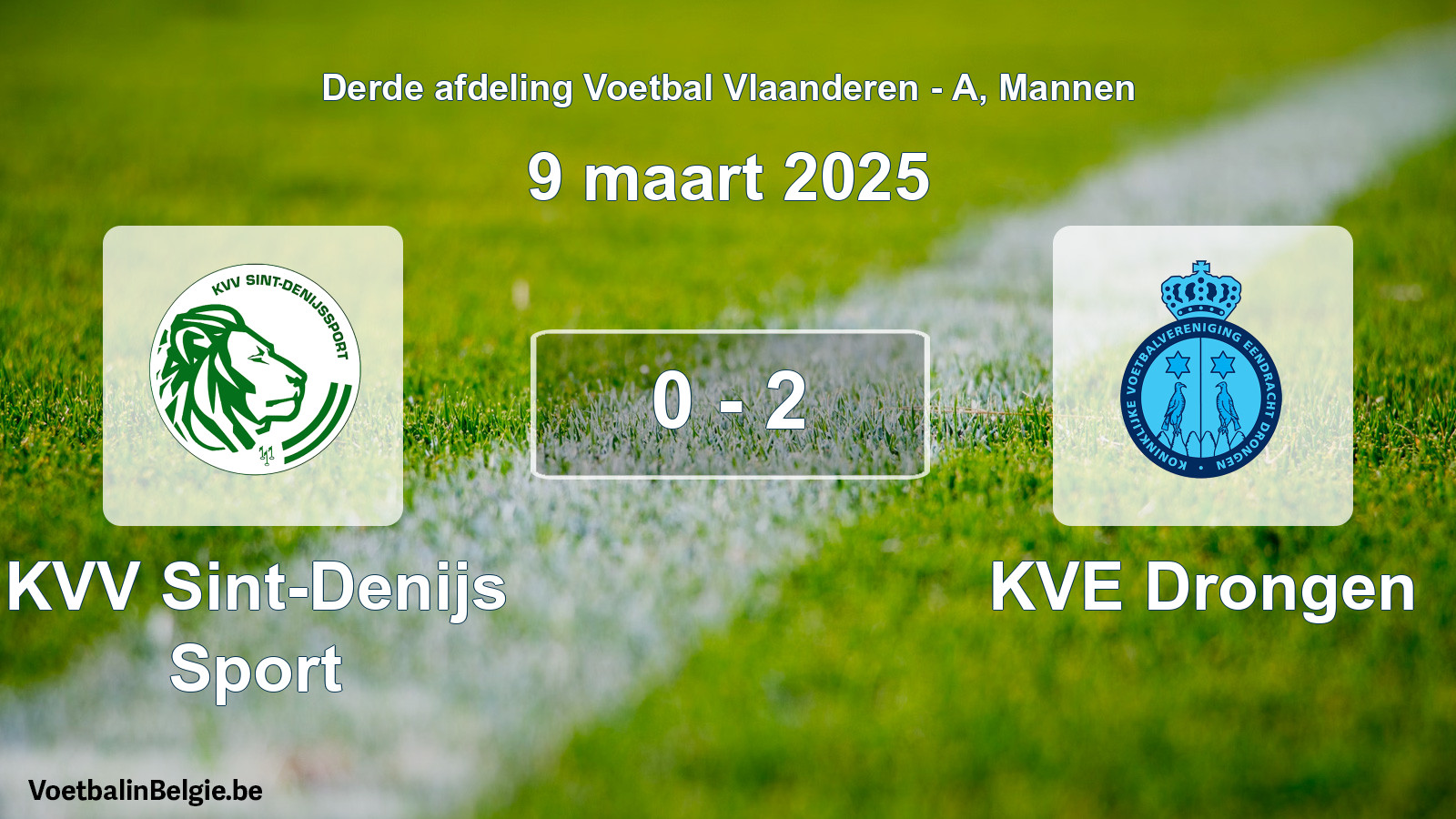 Gespeelde wedstrijd mannenvoetbal: KVV Sint-Denijs Sport - KVE Drongen 0 - 2 (9 maart 2025)