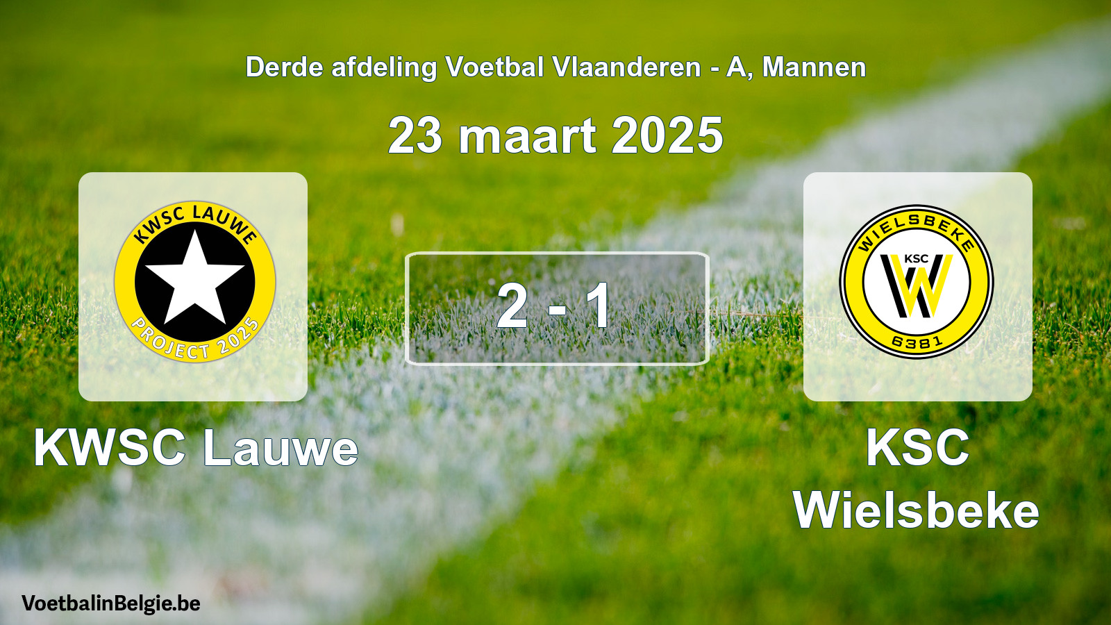 Gespeelde wedstrijd mannenvoetbal: KWSC Lauwe - KSC Wielsbeke 2 - 1 (23 maart 2025)