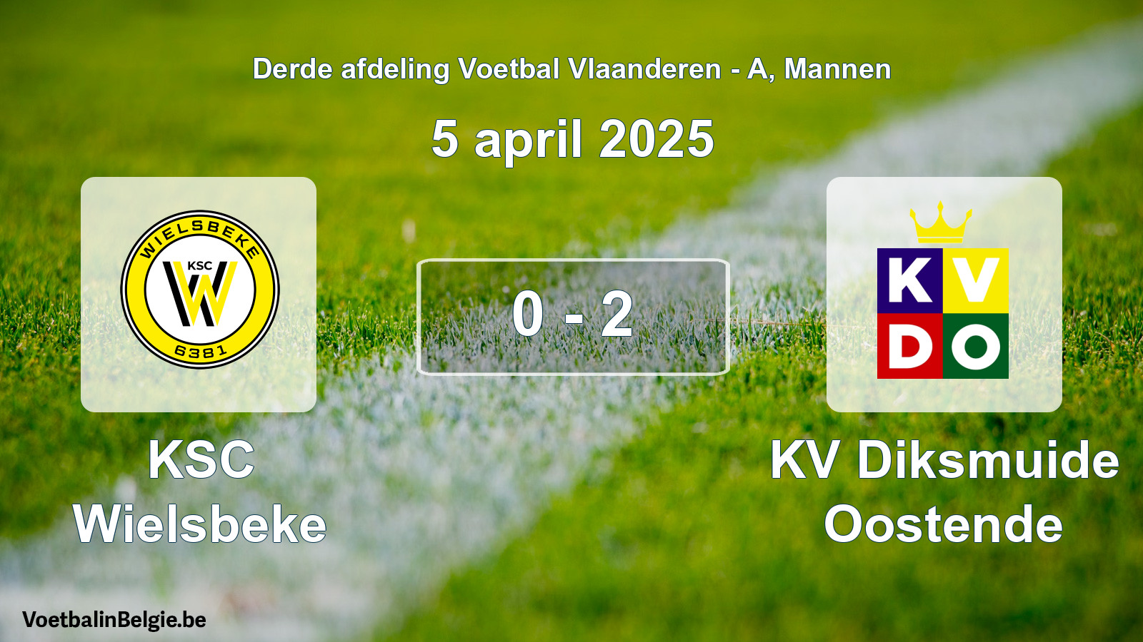 Gespeelde wedstrijd mannenvoetbal: KSC Wielsbeke - KV Diksmuide Oostende 0 - 2 (5 april 2025)
