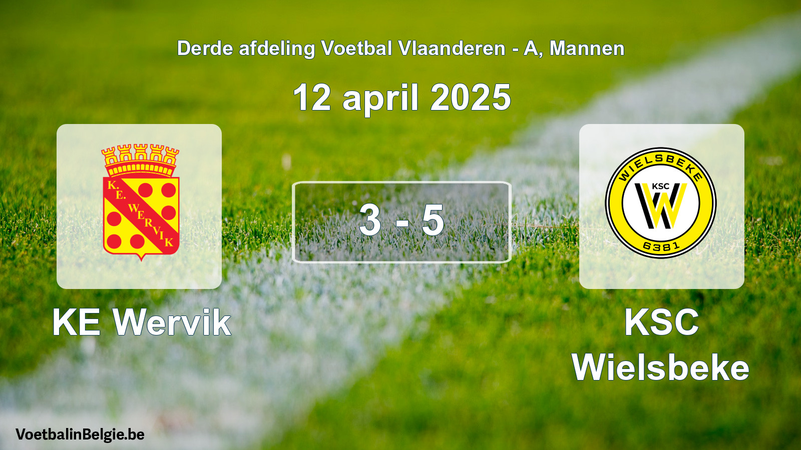 Gespeelde wedstrijd mannenvoetbal: KE Wervik - KSC Wielsbeke 3 - 5 (12 april 2025)