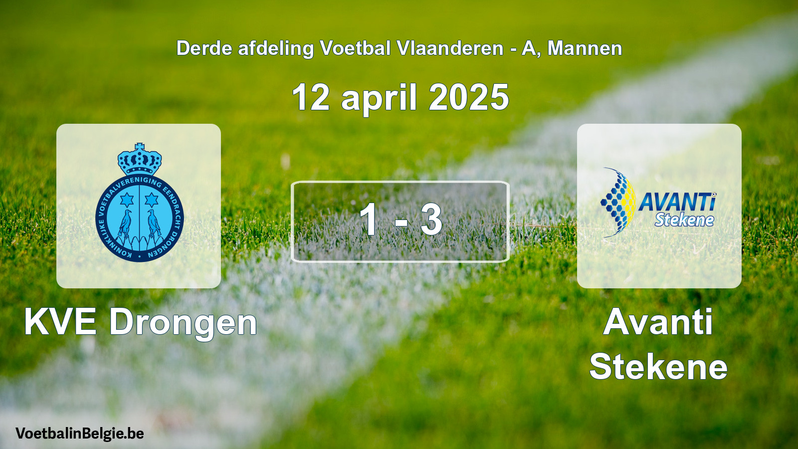 Gespeelde wedstrijd mannenvoetbal: KVE Drongen - Avanti Stekene 1 - 3 (12 april 2025)