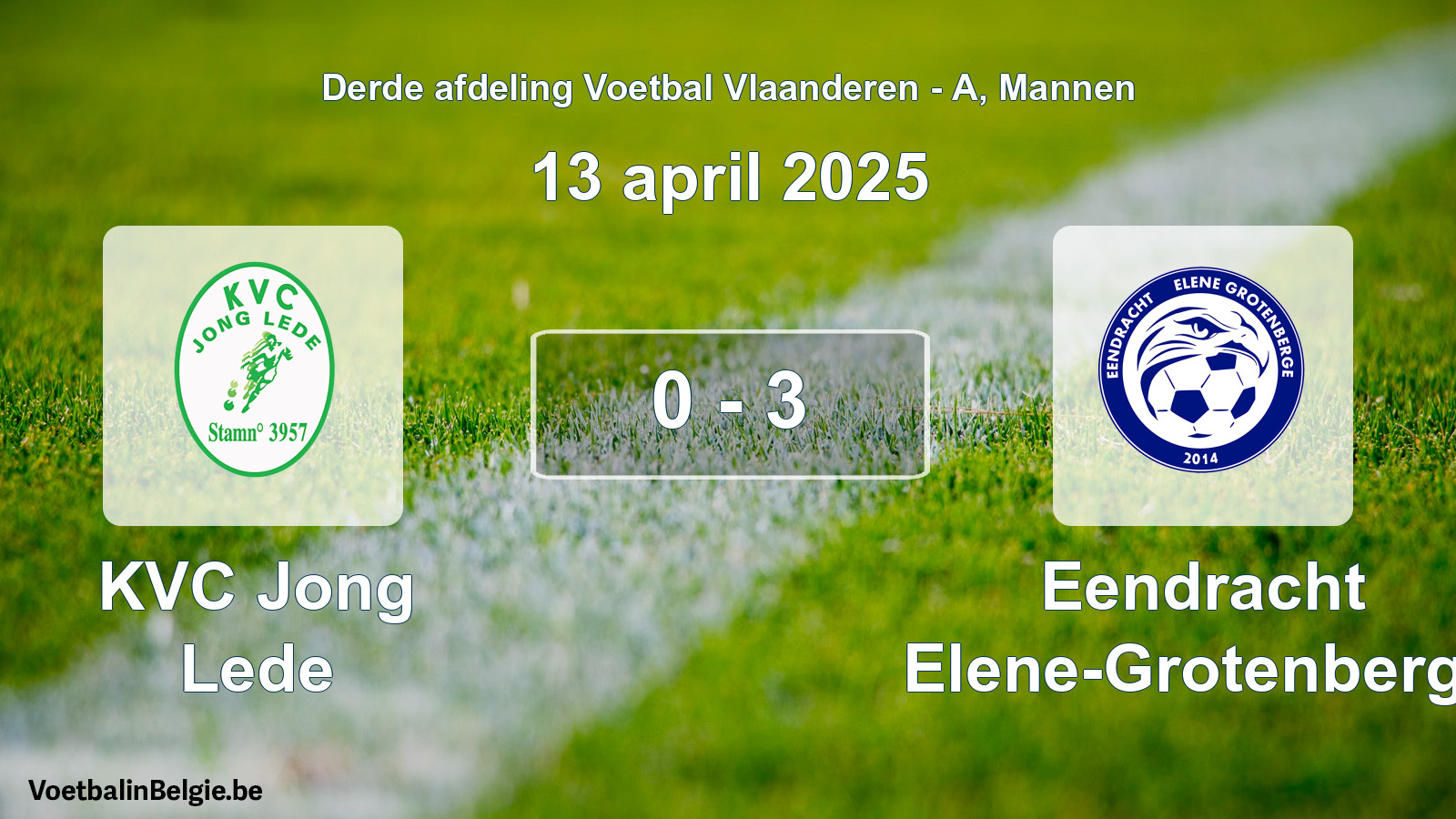 Gespeelde wedstrijd mannenvoetbal: KVC Jong Lede - Eendracht Elene-Grotenberge 0 - 3 (13 april 2025)