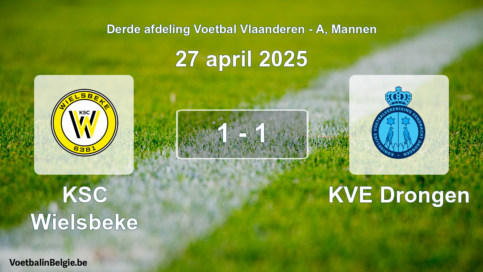 Gespeelde wedstrijd mannenvoetbal: KSC Wielsbeke - KVE Drongen 1 - 1 (27 april 2025)