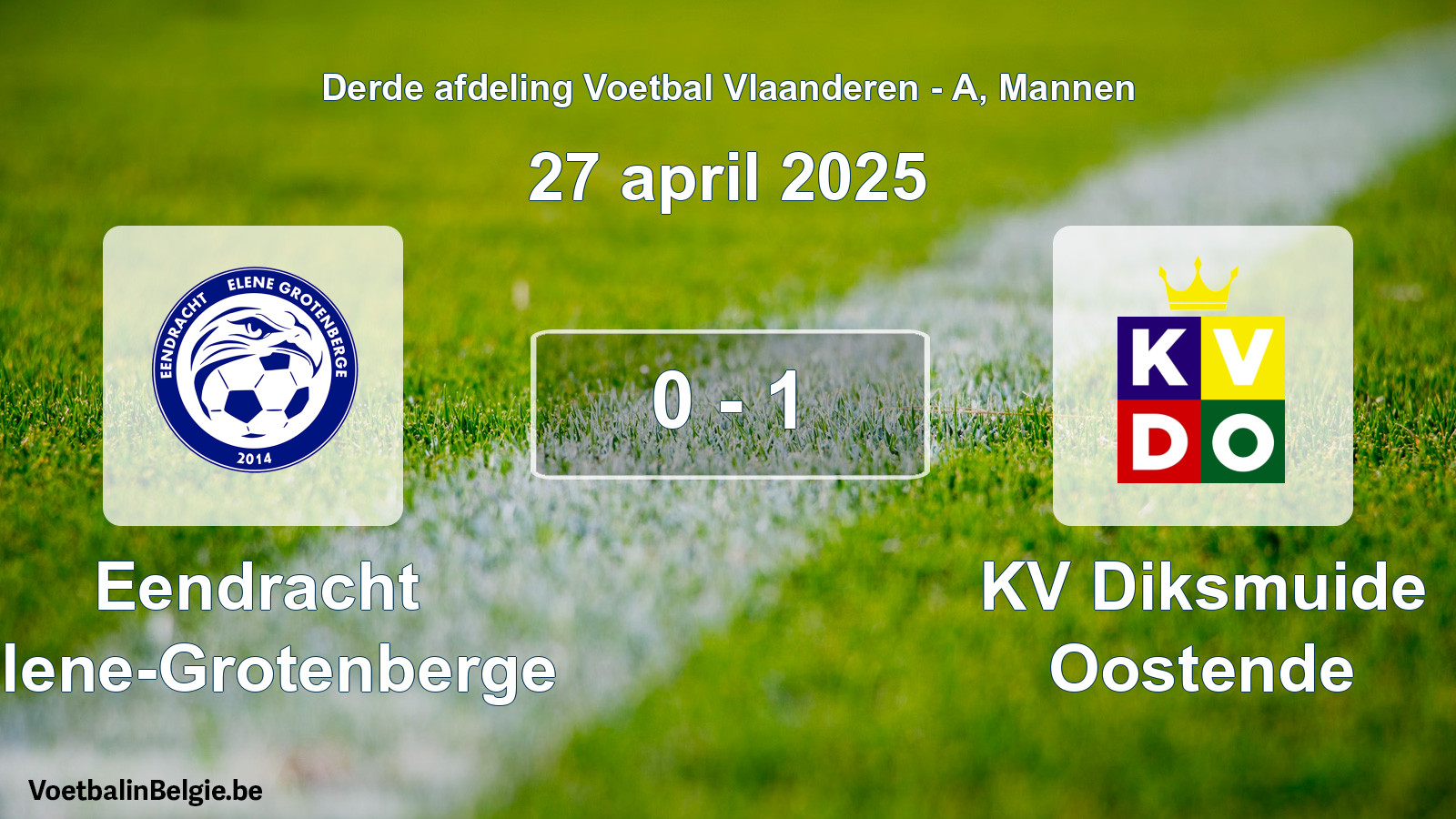 Gespeelde wedstrijd mannenvoetbal: Eendracht Elene-Grotenberge - KV Diksmuide Oostende 0 - 1 (27 april 2025)